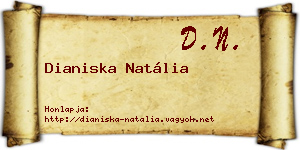 Dianiska Natália névjegykártya
